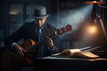 Obraz premium Harmony in improvisation: soulful and dynamic realms of jazz style, a melodic journey through the expressive evolution of rhythm, blues, swing, and the rich tapestry of improvisational creativity