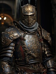 A knight clad in gleaming armor, a symbol of chivalry and valor, standing resolute and ready for noble quests