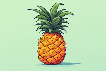 Cartoon Pineapple With Green Background