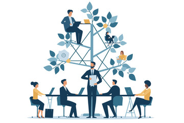Reorganization for Efficiency: Businessman CEO Adjusts Team Structure, Allocates Resources, and Restructures Organization, Department, and Job Roles Concept. - obrazy, fototapety, plakaty