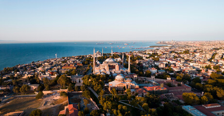 Fototapeta premium Hagia Sophia Holy Great Mosque Aerial View