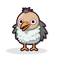 Vector illustration of a small cartoon vulture against a white background
