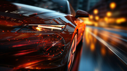 Crimson Velocity: A Thrilling Night Drive through the Urban Jungle in Modern-day Fast Cars, generative AI