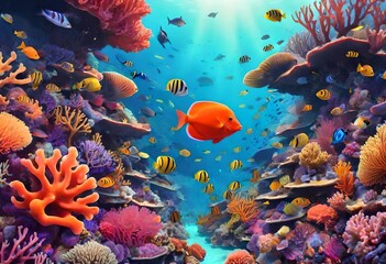 Obraz na płótnie Canvas A vibrant coral reef teeming with marine life