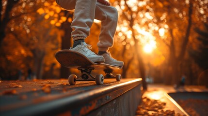 Skater Riding Skateboard on Rail - obrazy, fototapety, plakaty