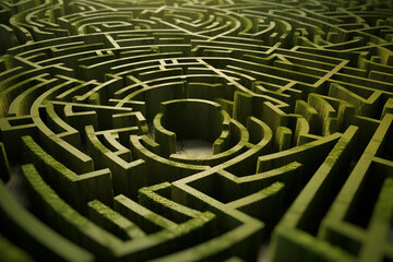3d green bush maze with labyrinth