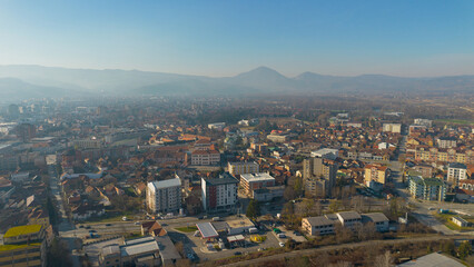 The city of Čačak, Serbia, from the drone