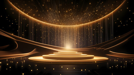 Award ceremony background, golden glitter light effect decoration and bokeh