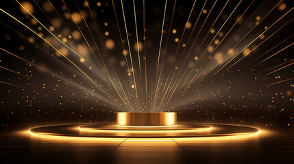Award ceremony background, golden glitter light effect decoration and bokeh