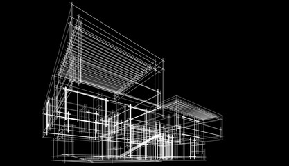 house building architecture 3d illustration