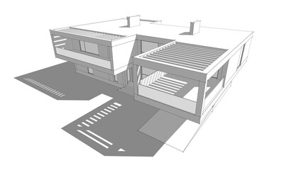 house building architecture 3d illustration