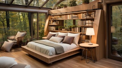 Obraz premium Murphy Bed in a Living Room with Hidden Storage