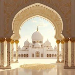 mosque Poster design, realistic, HD, copy space - generative ai