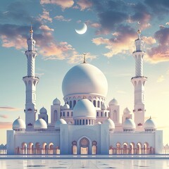 mosque Poster design, realistic, HD, copy space - generative ai