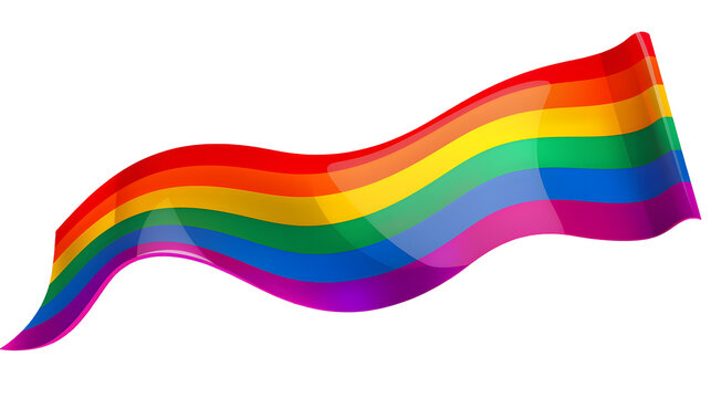 Waving Rainbow LGBT Flag Isolated On Png Or Transparent Background