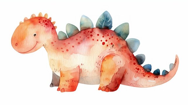 Watercolor cartoon cute little dinosaur