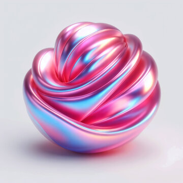 Forma con textura met&aacute;lica y colores hologr&aacute;ficos rosados