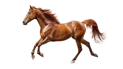 running horse isolated on white, side view