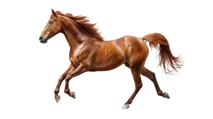 running horse isolated on white, side view