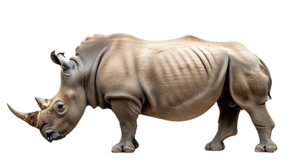Obraz premium rhino cutout isolated on white, side view on transparent png background 