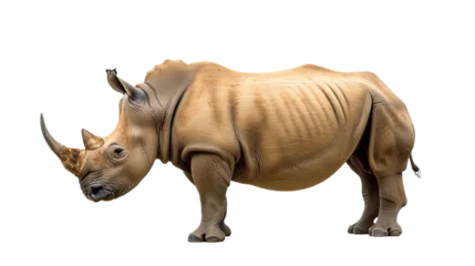 Muurstickers rhino cutout isolated on white, side view on transparent png background  © Christopher