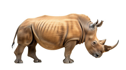 Obraz premium rhino cutout isolated on white, side view on transparent png background 