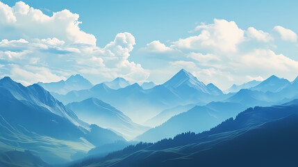 Fototapeta na wymiar Mountain peak illustration, mountain aerial photography PPT background illustration