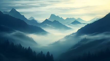 Mountain peak illustration, mountain aerial photography PPT background illustration