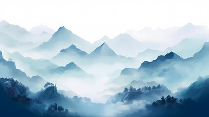Mountain peak illustration, mountain aerial photography PPT background illustration