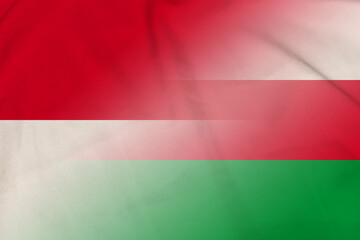 Fototapeta premium Indonesia and Oman official flag international contract OMN IDN