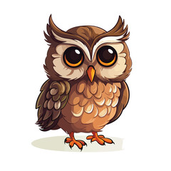 Cartoon owl. Stylized bird. Isolated element.