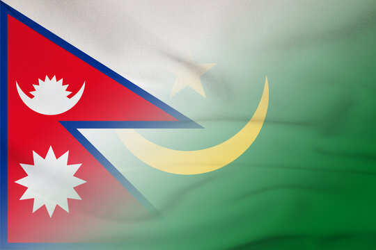 Nepal and Mauritania national flag transborder relations MRT NPL