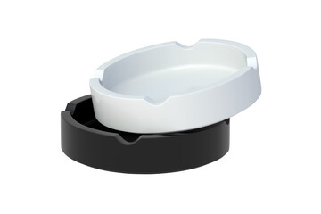 Heap of ashtrays isolated on white background. 3d render