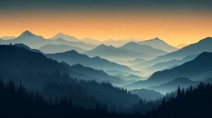 Mountain peak illustration, mountain aerial photography PPT background illustration