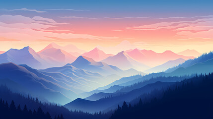 Obraz premium Mountain peak illustration, mountain aerial photography PPT background illustration