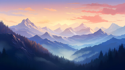 Mountain peak illustration, mountain aerial photography PPT background illustration