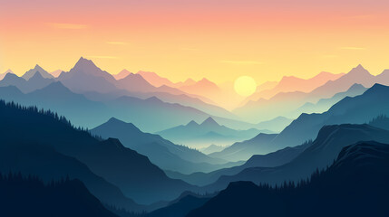 Fototapeta premium Mountain peak illustration, mountain aerial photography PPT background illustration