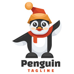 penguin simple character mascot logo template