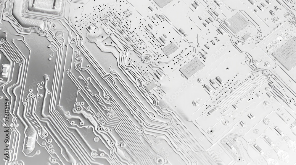 Poster white texture background of printed circuit board. computer technology background. information tech.