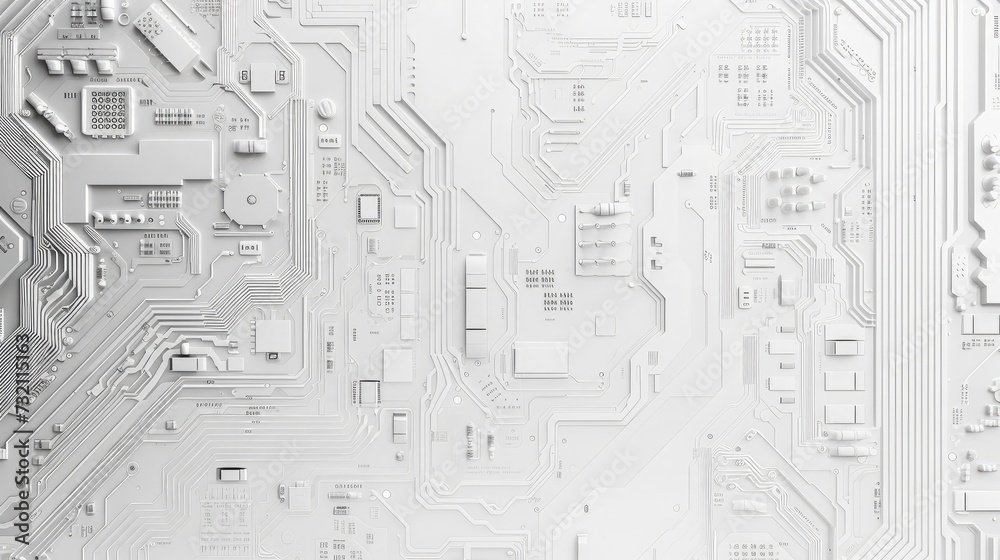 Poster white texture background of printed circuit board. computer technology background. information tech.