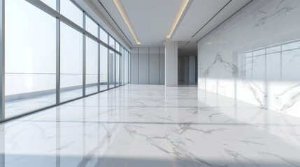 Bright spacious room. White marble elegance