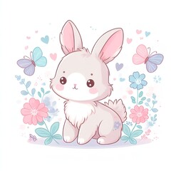 Obraz na płótnie Canvas cute flower bunny illustration