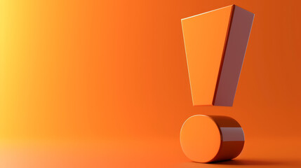 A bright orange 3D exclamation mark on a vibrant orange background.