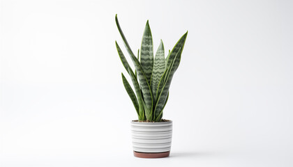 A Snake Plant Sansevieria isolated, white background