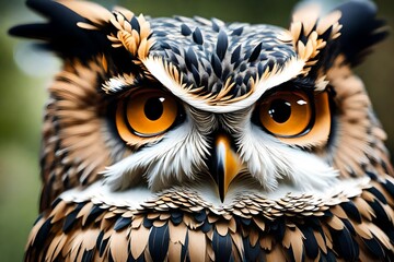Close up of eagle owl with detailed face 
