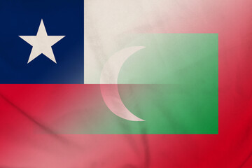 Obraz na płótnie Canvas Chile and Maldives official flag international relations MDV CHN