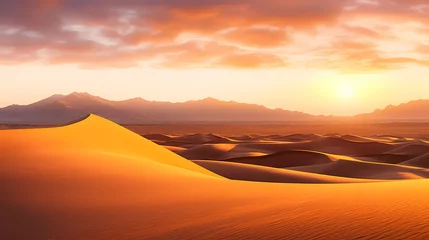Gordijnen Desert background, desert landscape photography with golden sand dunes © xuan