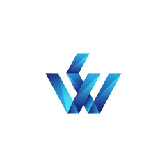 initial letter WF simple modern logo vector blue gradient color