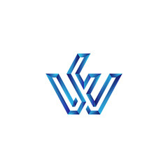 initial letter WF simple modern logo vector blue gradient color