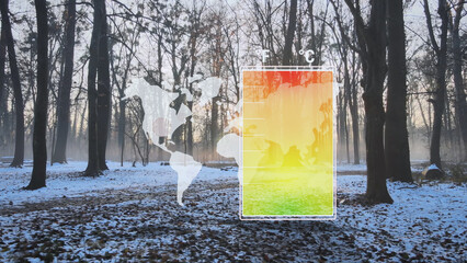 Snow in woods, rising temperatures infographics causing unpredictable weather